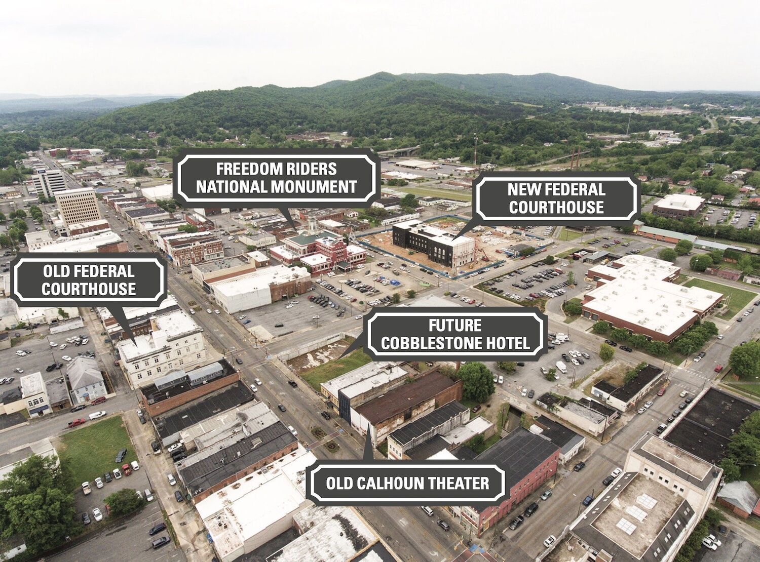 Downtown Anniston aerial